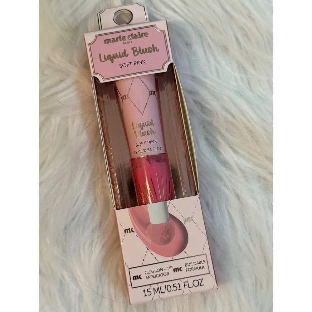 Marie Claire Paris Liquid Blush Soft Pink Cushion Tip Applicator 15ml 0.51oz NEW